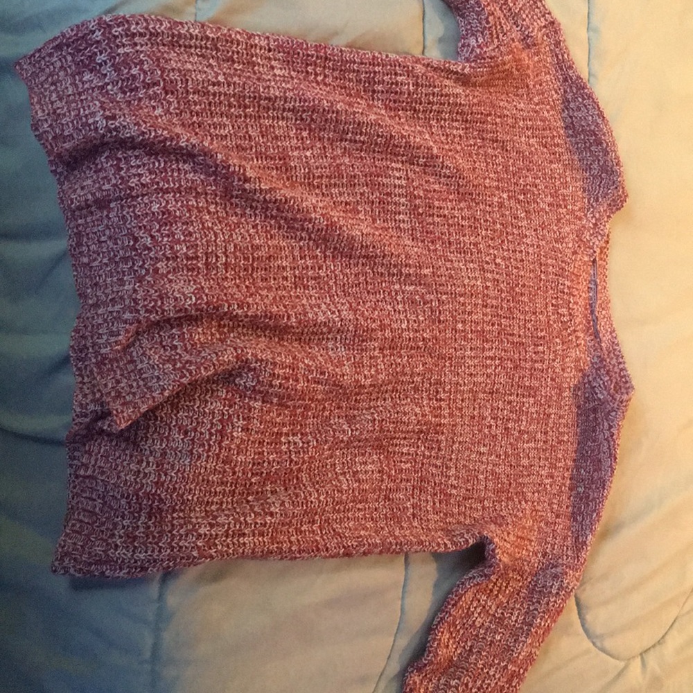 Red crocheted sweater